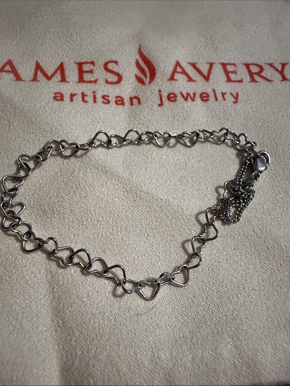 James Avery Light Connected Hearts Charm SM Bracelet preloved